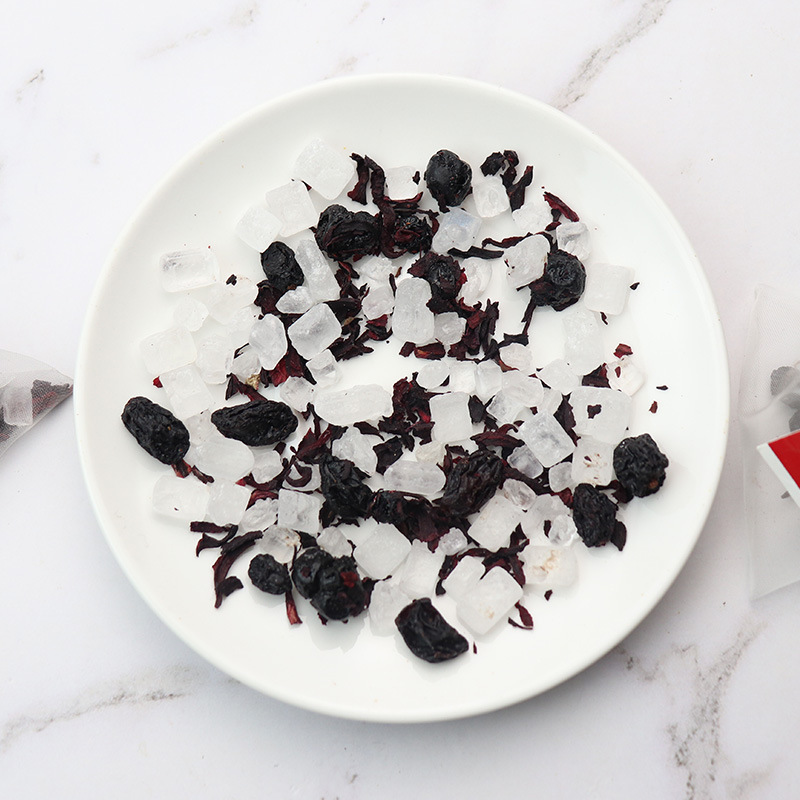 Blueberry Blackcurrant Fruit Tea 180g 30 Pyramid Bags with Roselle Hibiscus and Rock Sugar Floral Fruity Blend - Image 3