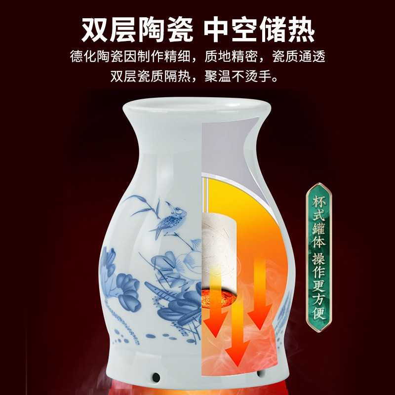 Ceramic Gua Sha Moxa Jar with Lotus Grain Sleeve for Back Massage and Warm Moxibustion - Image 3