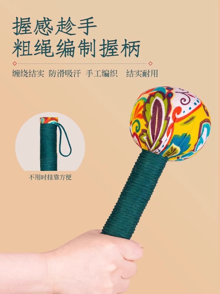 Mugwort Wellness Massage Hammer Ai Cao Tapping Stick for Neck Shoulder Back Relaxation Embroidered Tassel Gift Box - Image 4