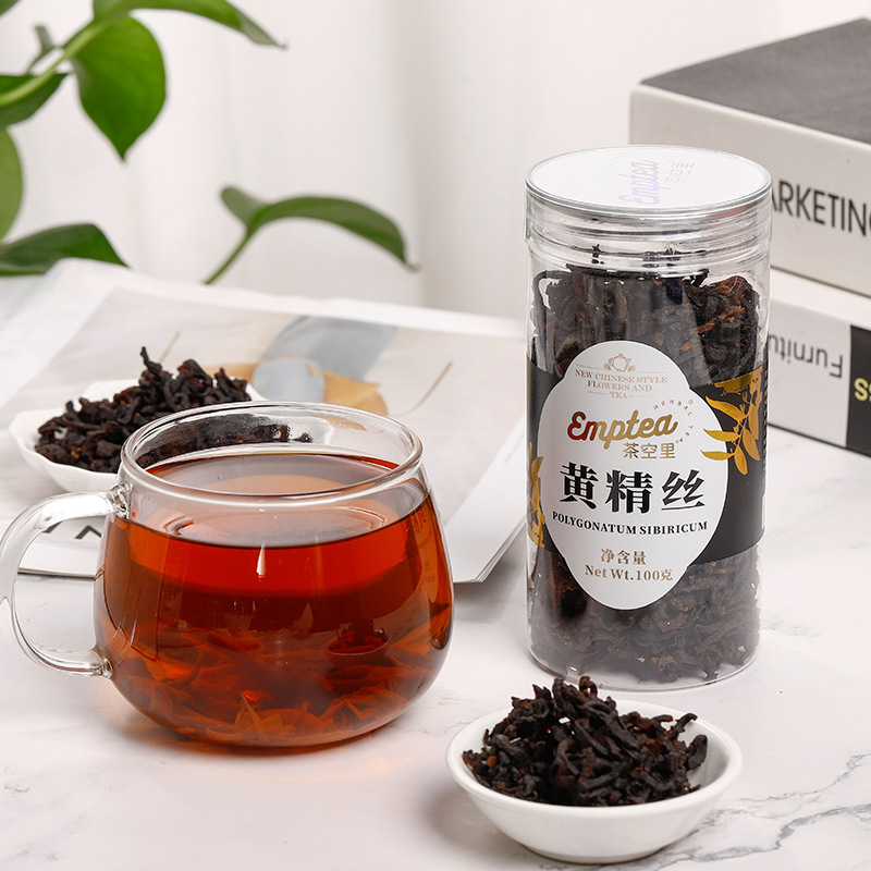 Huang Jing Silk (Polygonatum sibiricum) — Nine-Steam Nine-Sun Processed Herbal Tea, 100g Bottle - Image 4