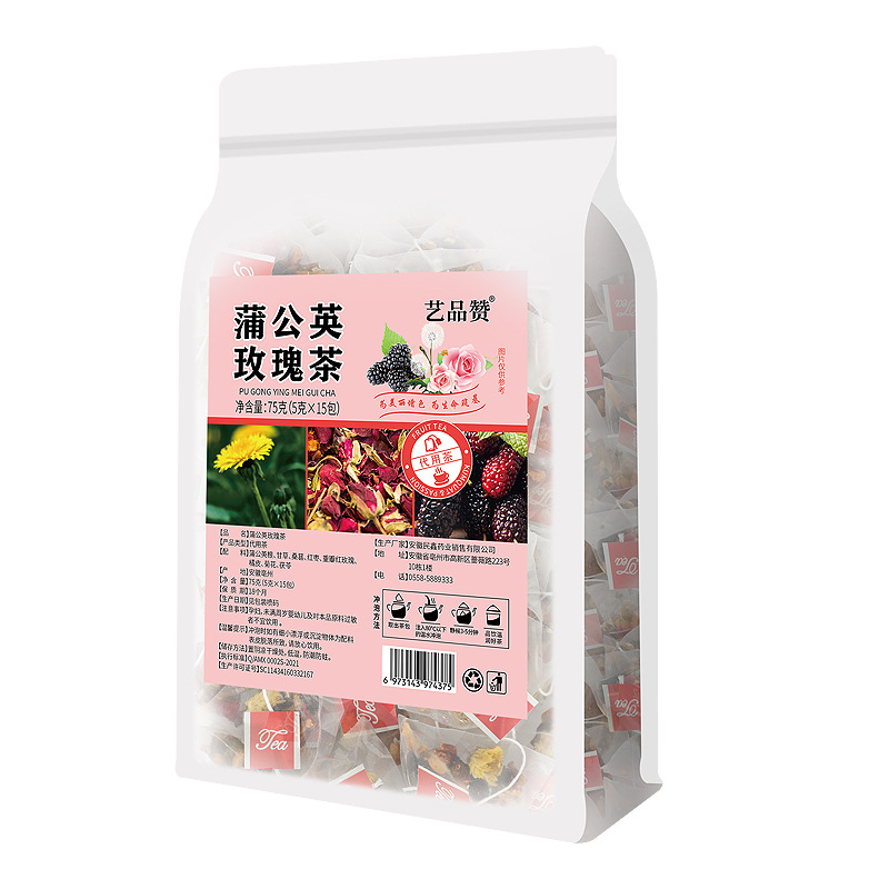 Mulberry Dandelion Rose Herbal Tea Bags 5g x 15 Pyramid Sachets Sugar Free Wellness Blend - Image 5