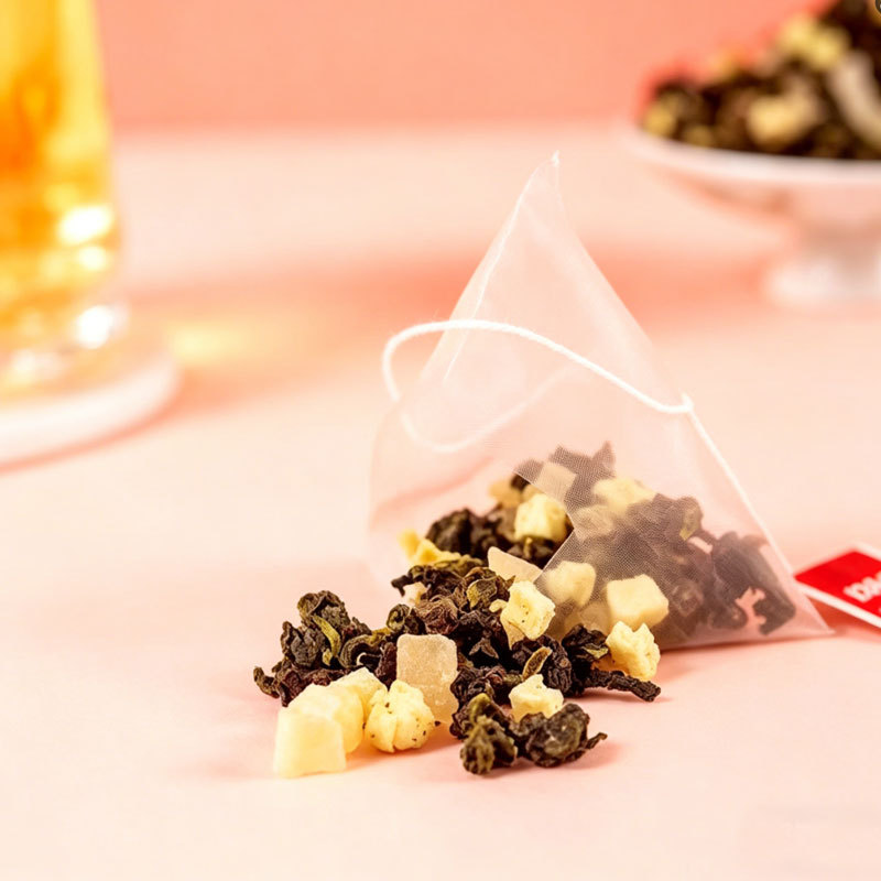 Peach Oolong Tea Bags (Camellia sinensis + Apple + Peach) — Triangle Sachets, Sugar-Free Fruit Tea - Image 3