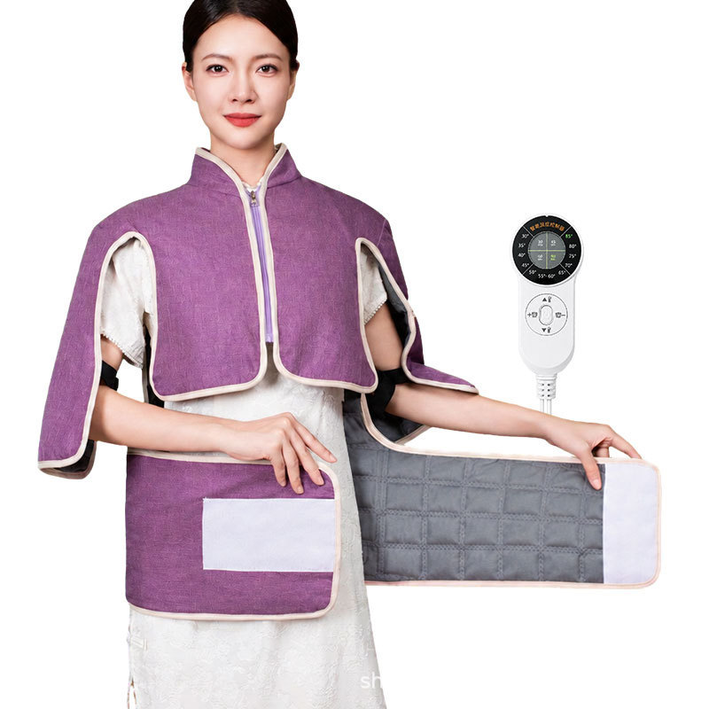Electric Heating Moxa Shoulder Neck Wrap with Sea Salt Hot Compress 12 Level Timer Temperature Control Cotton Linen - Image 5