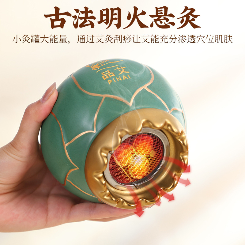 Lotus Mouth Fire Dragon Moxa Jar Ceramic Moxibustion Pot for Home Warm Therapy on Waist Abdomen Shoulder and Neck - Image 2