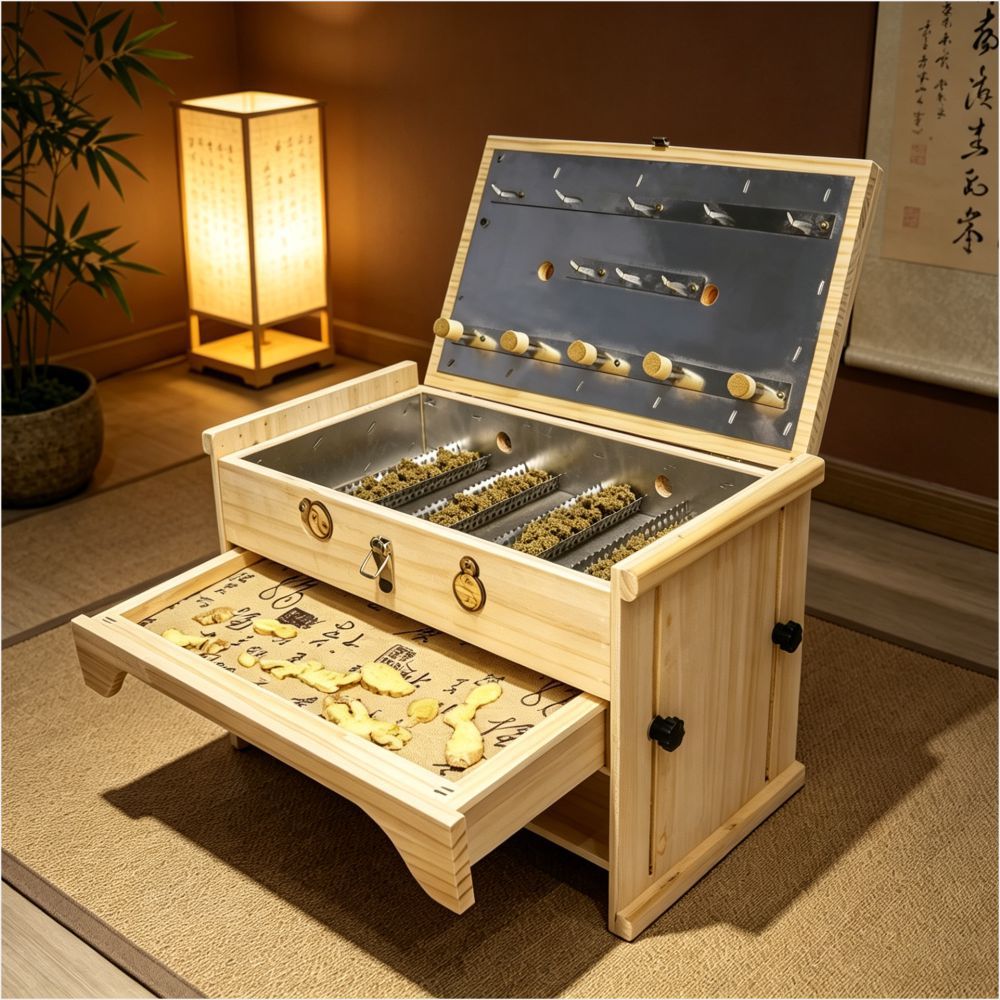 Wooden Moxa Box Adjustable Height Large Abdominal Moxibustion Kit for Body and Spa Use - Image 4