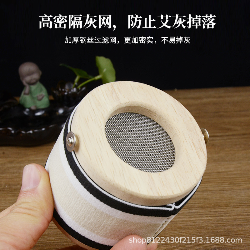 Wooden Moxa Box Moxibustion Device with Binding Strap and Moxa Rolls for Home Warming Care - Image 3