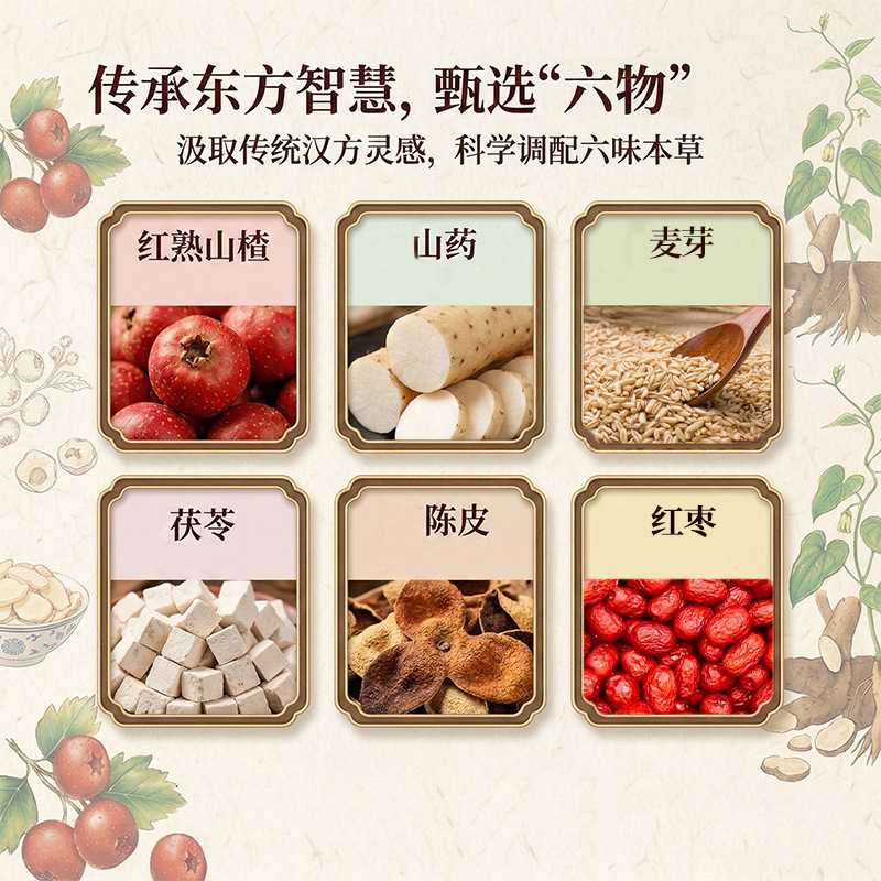 Six Herb Hawthorn Balls Liu Wu Shan Zha Wan 200g Sweet Sour Snack with Tangerine Peel Chinese Yam Poria - Image 4