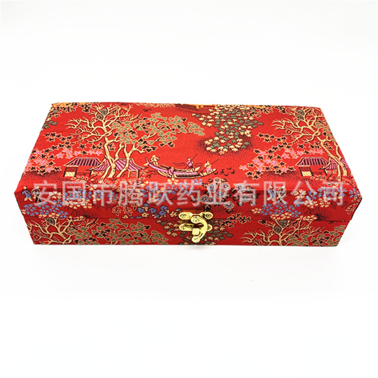 Red Brocade Gift Box 6 Hole Jewelry Display Empty Packaging Case - Image 4