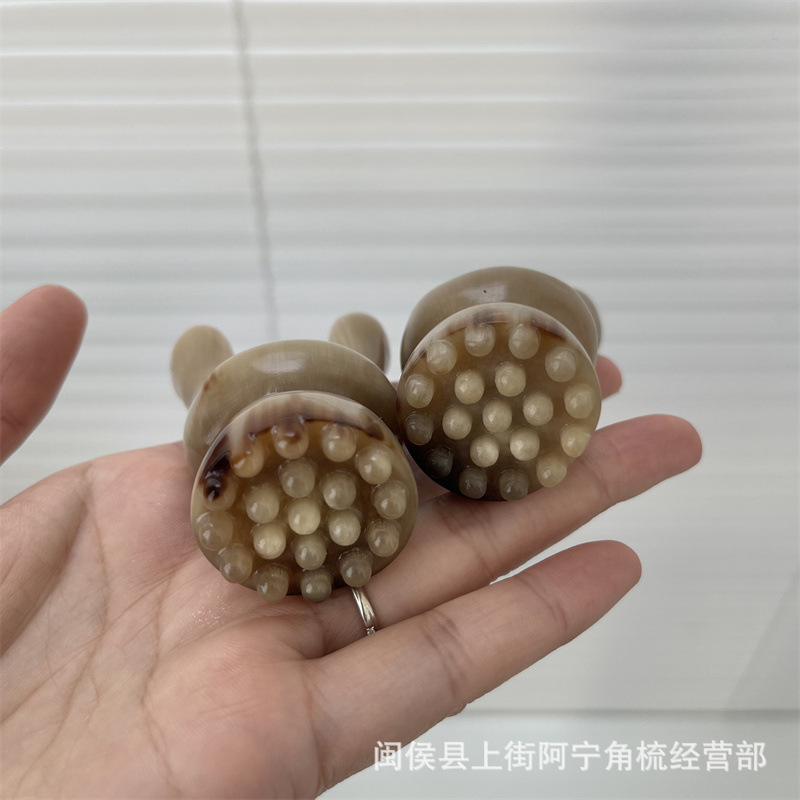 Horn Facial Massage Tool Rabbit Ear Shape Guasha Scraper Portable Buffalo Horn Beauty Roller - Image 4