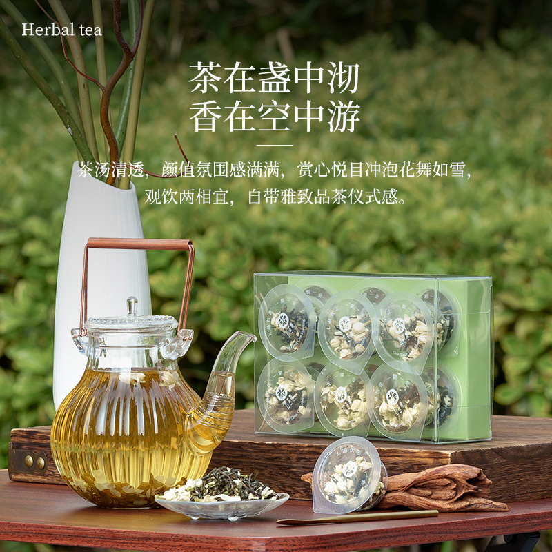 Jasmine Snow Tea 42g Mini Canister Fragrant Green Tea Blend with Adzuki Coix Seed Lotus Seed Poria - Image 4