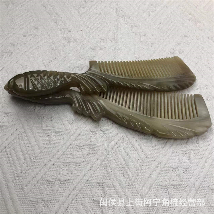 Natural Goat Horn Comb 21cm Handled Massage Comb for Hair Portable Detangling Beauty Comb - Image 3