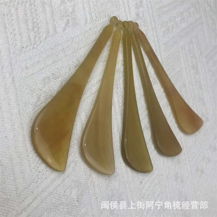 Goat Horn Gua Sha Meridian Massage Stick 12cm Slim Facial Eye Beauty Tool - Image 4