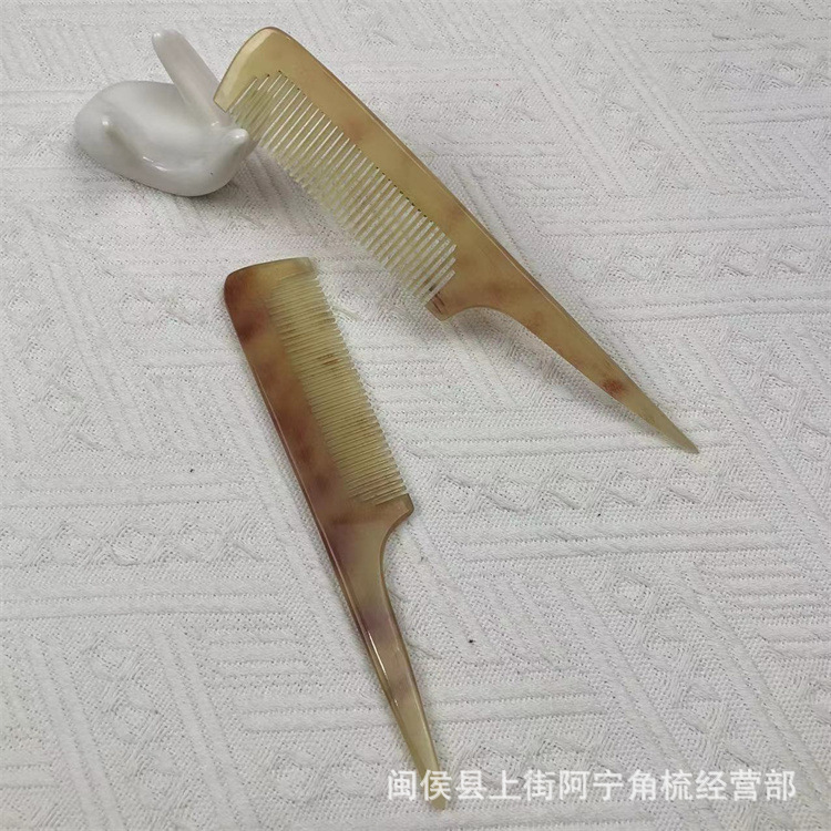 Horn Comb Rat Tail Comb 18cm Fine Tooth Styling Comb for Parting Sectioning and Braiding Hair - Image 2