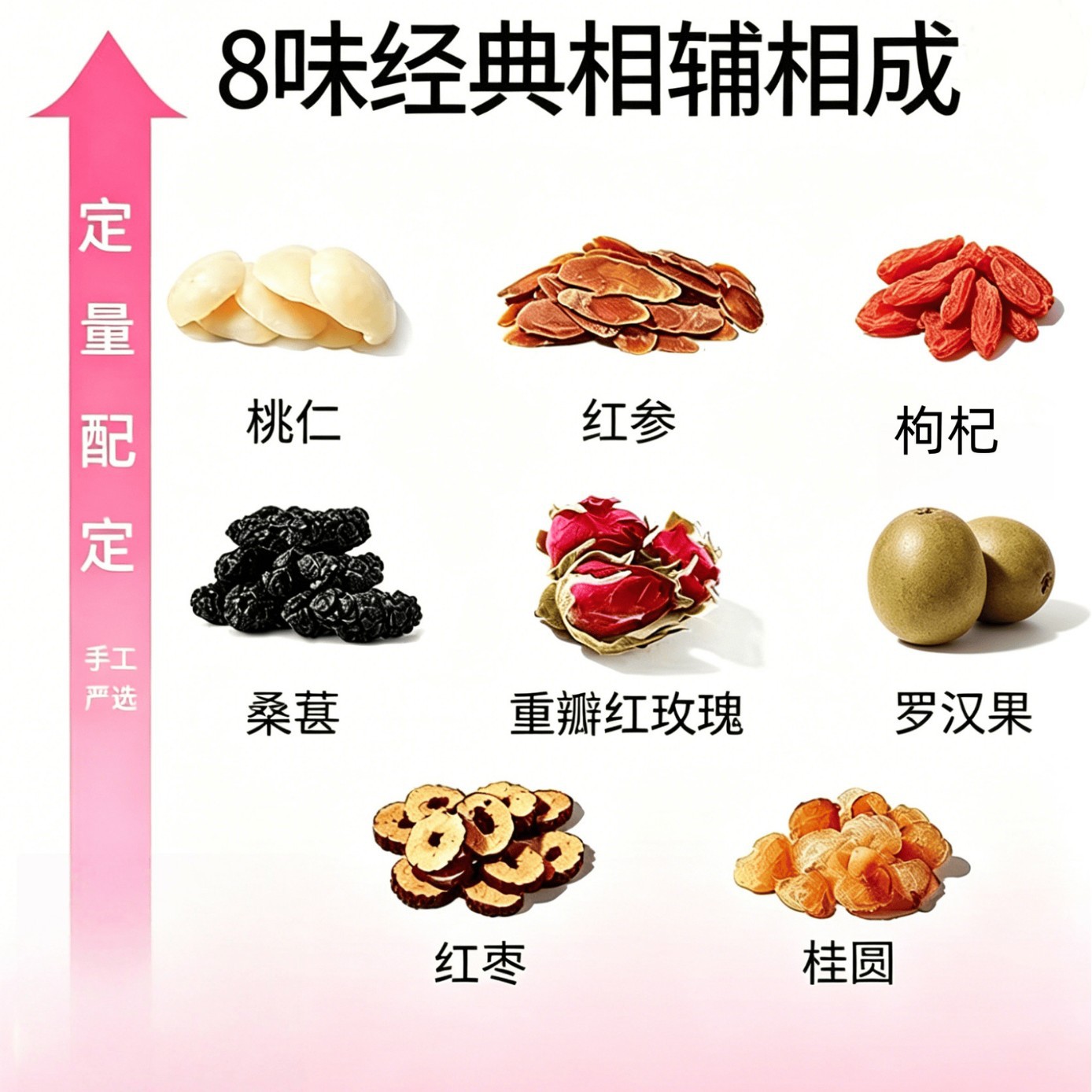 Red Date Longan Rose Mulberry Luo Han Guo Goji Wellness Tea 300g Dried Herbal Flower Tea Blend - Image 2