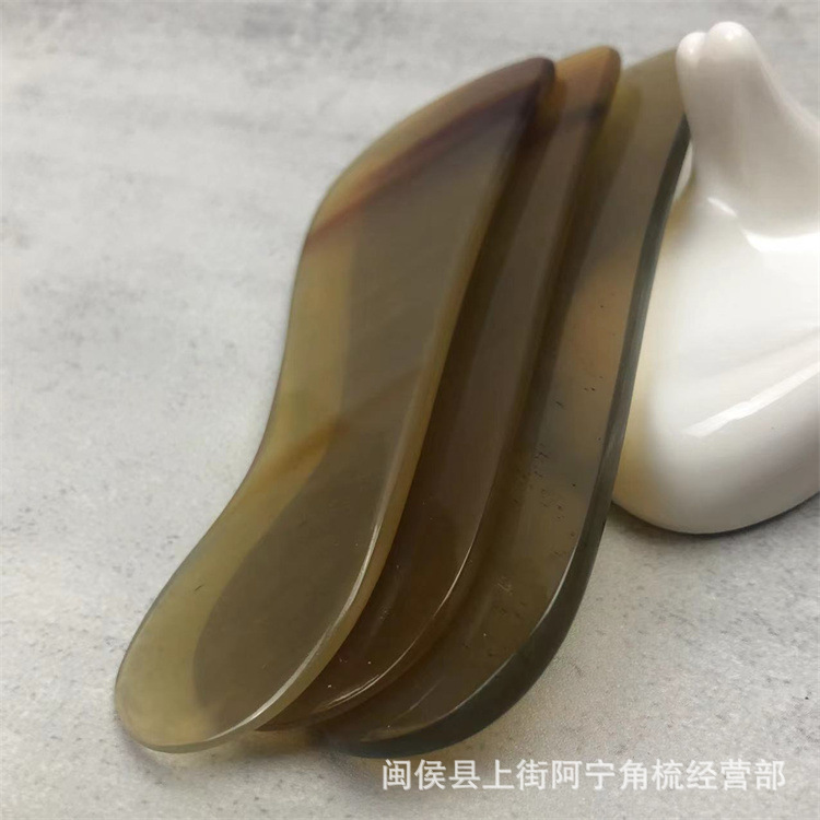 Horn Gua Sha Board Short S Shape Scraping Massage Tool for Face Eye Neck 11.5cm Natural Buffalo Horn - Image 4