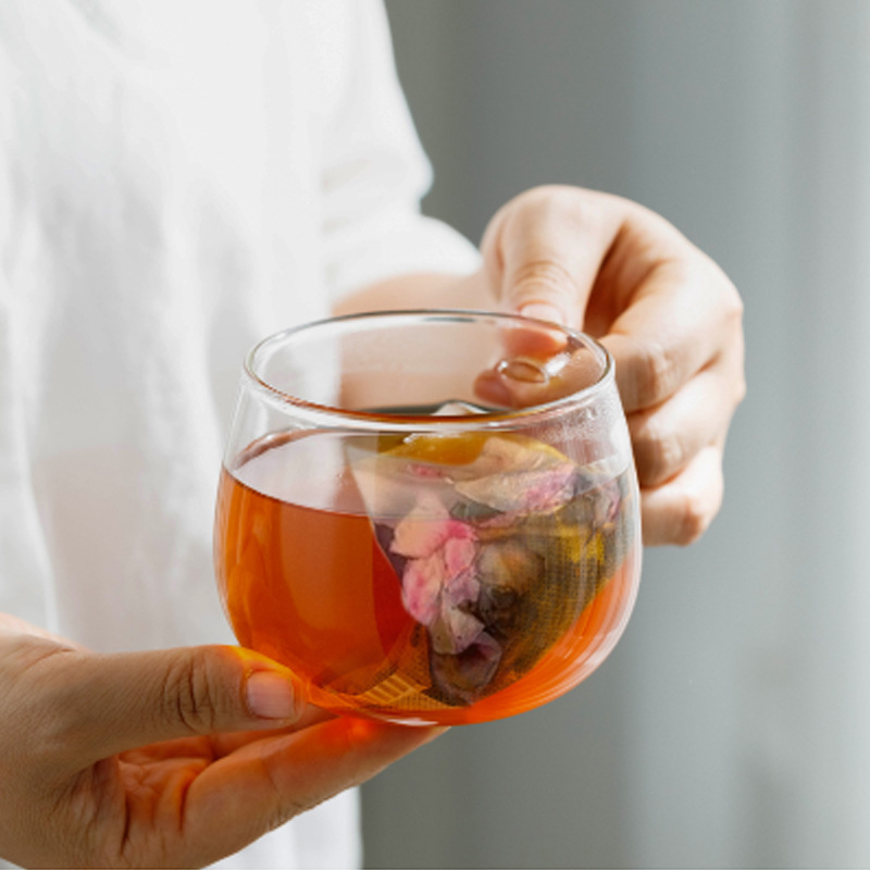 Apple Rose Lotus Leaf Tea He Ye Cha Triangle Tea Bags 20 Count Sugar Free Herbal Blend - Image 2