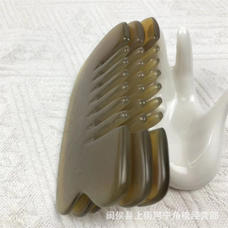 Horn Comb Six Teeth Head Massage Comb Gua Sha Meridian Comb Acupoint Stick Under 10cm - Image 2