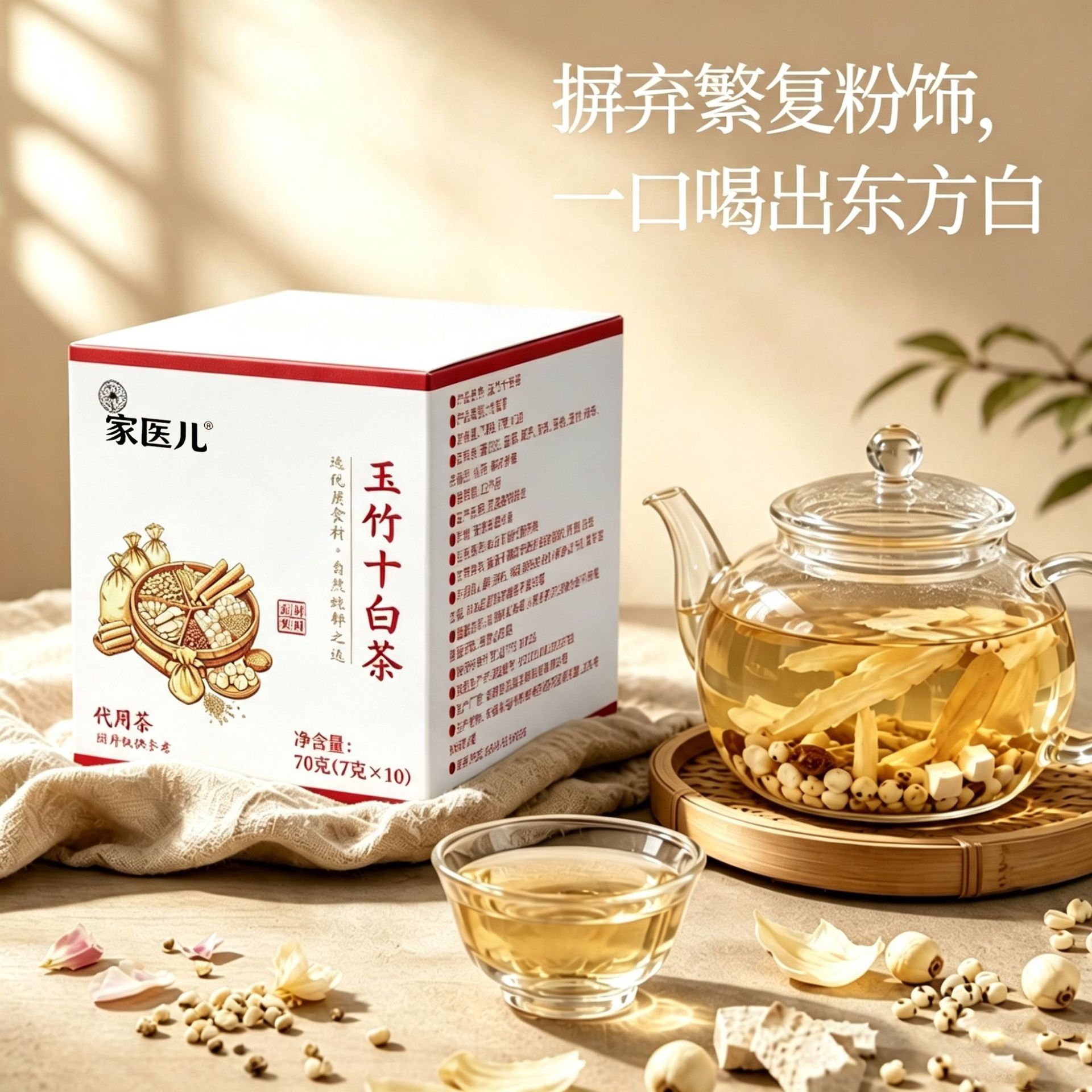 Yuzhu Ten White Herbal Tea 70g Pre-Packaged Blend with Dried Apple and Roselle for Daily Wellness Brewing - Image 4