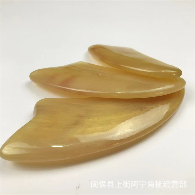 Horn Gua Sha Board Set Thick Triangle Plate Dolphin Shape Facial Scraping Massage Meridian Tool Extra Large 14cm - Image 2
