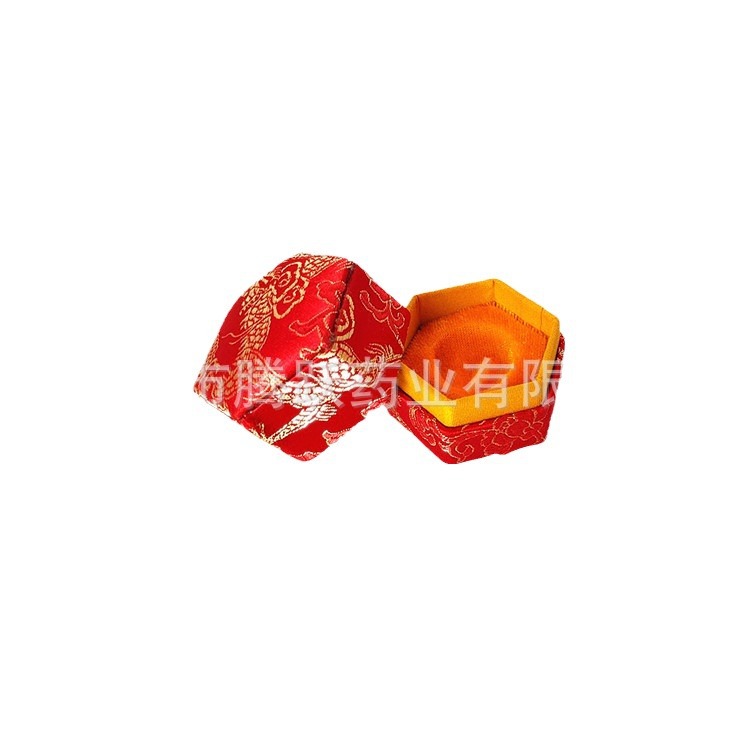 Hexagonal Brocade Gift Box for Herbal Honey Pills Small Jewelry Packaging Box Yellow Dragon Red Landscape Green Patterns - Image 5