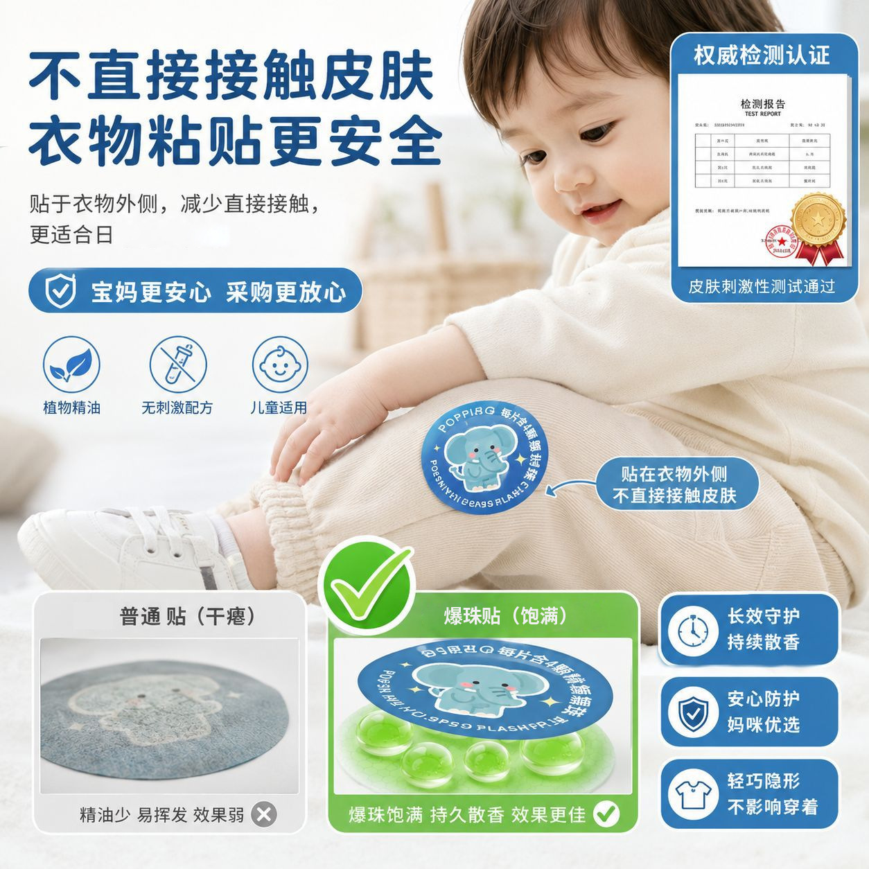 Plant Essential Oil Burst Bead Stickers Citronella Mugwort Aroma Patches Kids Cartoon Outdoor Portable 6 Pack - Image 2