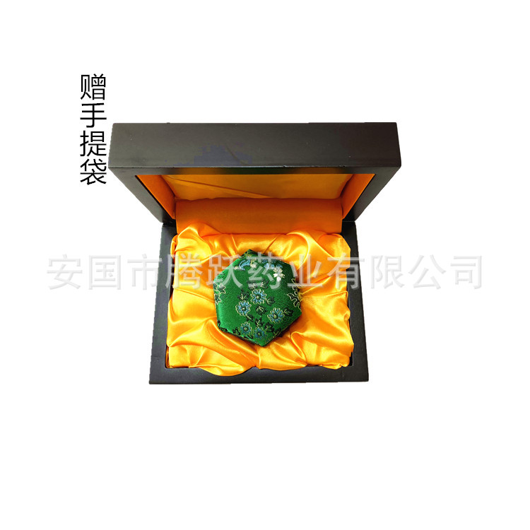 Wooden Hexagonal Gift Box with Brocade Lining and Handle Bag for Jewelry and Keepsake Packaging - Image 2