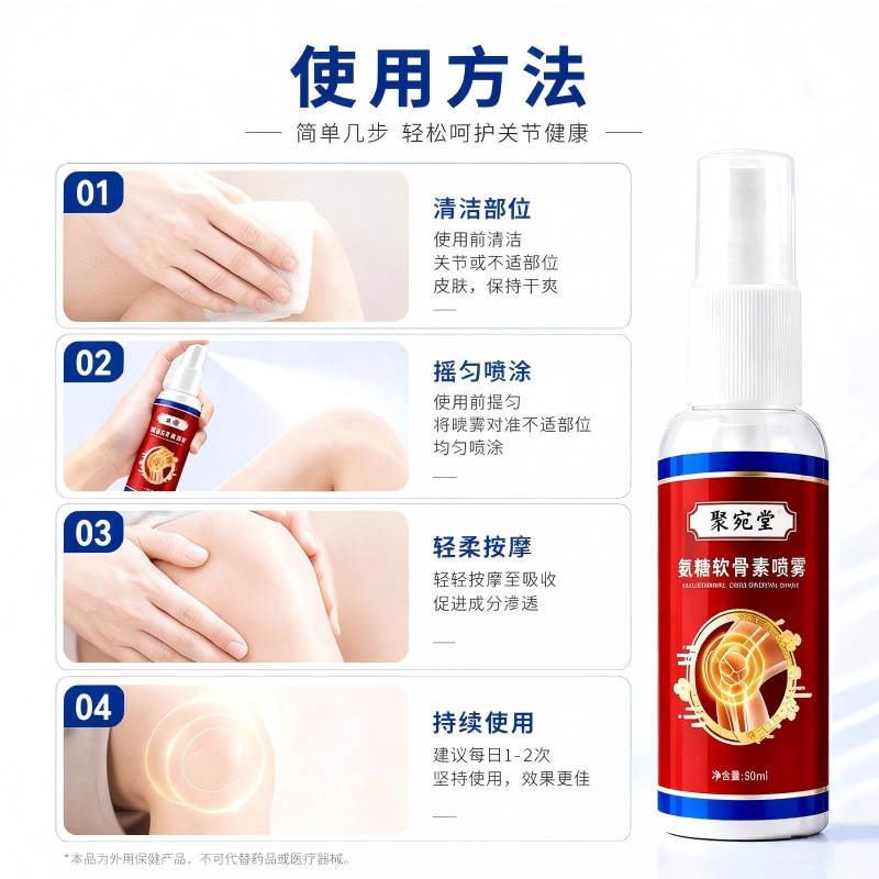 Juwantang Glucosamine Chondroitin Herbal Spray 50ml Topical Care for Neck Shoulder Waist and Knees - Image 4
