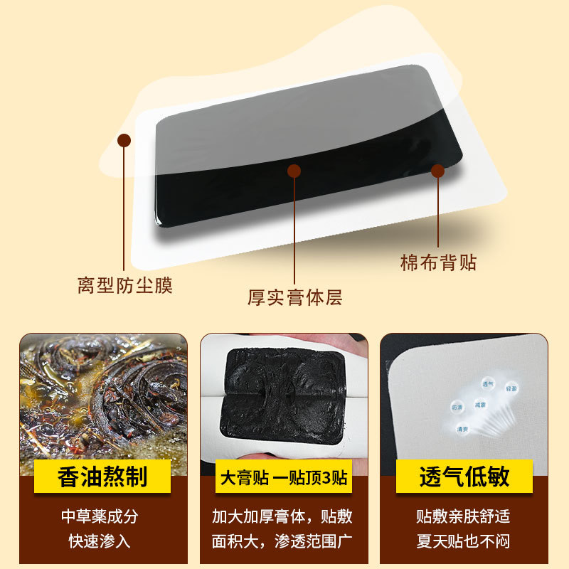 Traditional Handmade Black Herbal Plaster Patch for Lower Back 15x21cm Self Heating Topical Application - Image 3