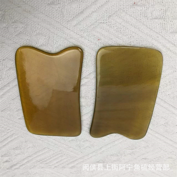 Natural Buffalo Horn Gua Sha Board 9.5cm Facial Body Scraping Massage Tool with Guasha Comb and Tendon Stick - Image 3
