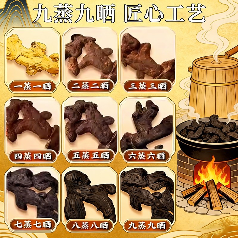 Nine-Steamed Nine-Sun-Dried Polygonatum Ready-to-Eat Huang Jing 250g Jar for Tea and Daily Wellness - Image 4