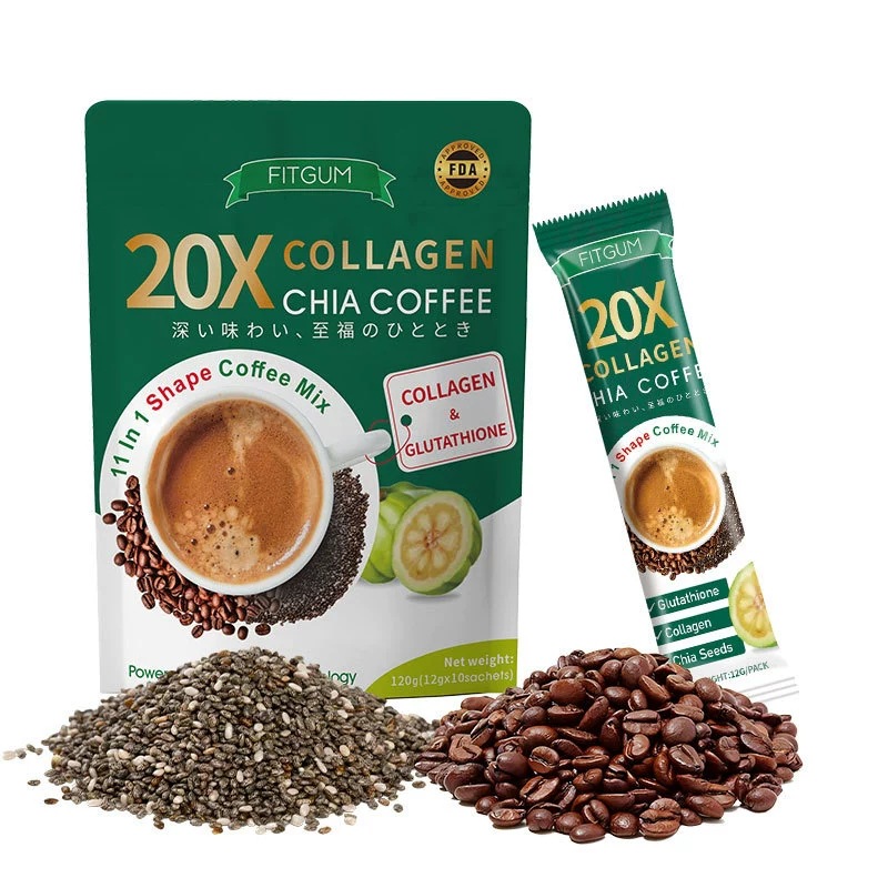 Collagen Chia Seed Coffee Original Flavor Light Roast Instant Drink Mix - Image 2
