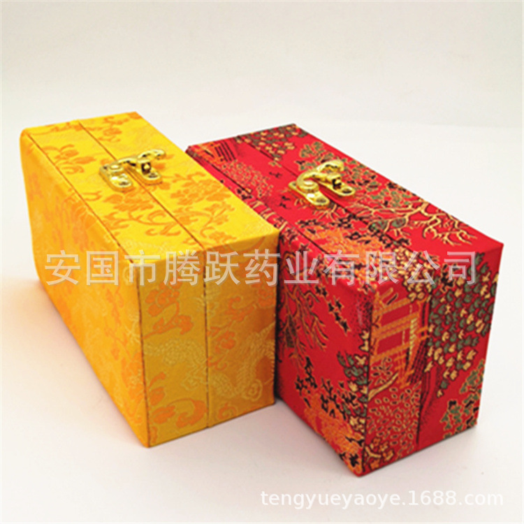 Brocade Pill Box Empty Packaging Case 15 Holes Red 3cm Diameter for Honey Pills and Jewelry - Image 2