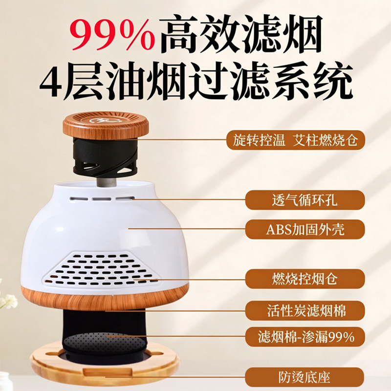 Portable Moxibustion Box Set 30 Mini Moxa Cups with Extension Straps and Acupoint Chart for Home Body Care - Image 2