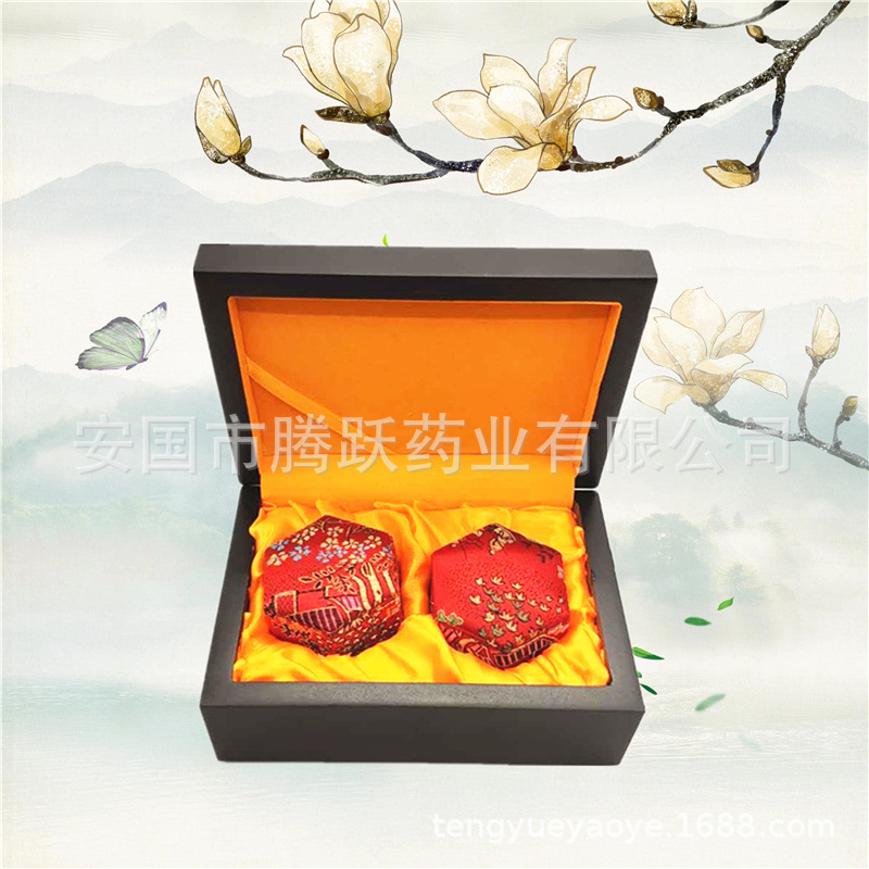 Wooden Hexagonal Gift Box with Brocade Lining and Handle Bag Empty Jewelry Packaging Box - Image 4