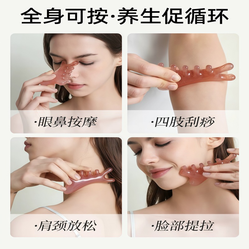 Resin Meridian Massage Comb Gua Sha Tool for Scalp Face Neck and Shoulder Wellness - Image 4