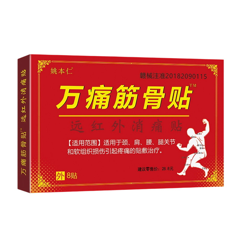 Wan Tong Herbal Pain Relief Patches 8 Patches Per Box External Use Body Care Plaster - Image 2