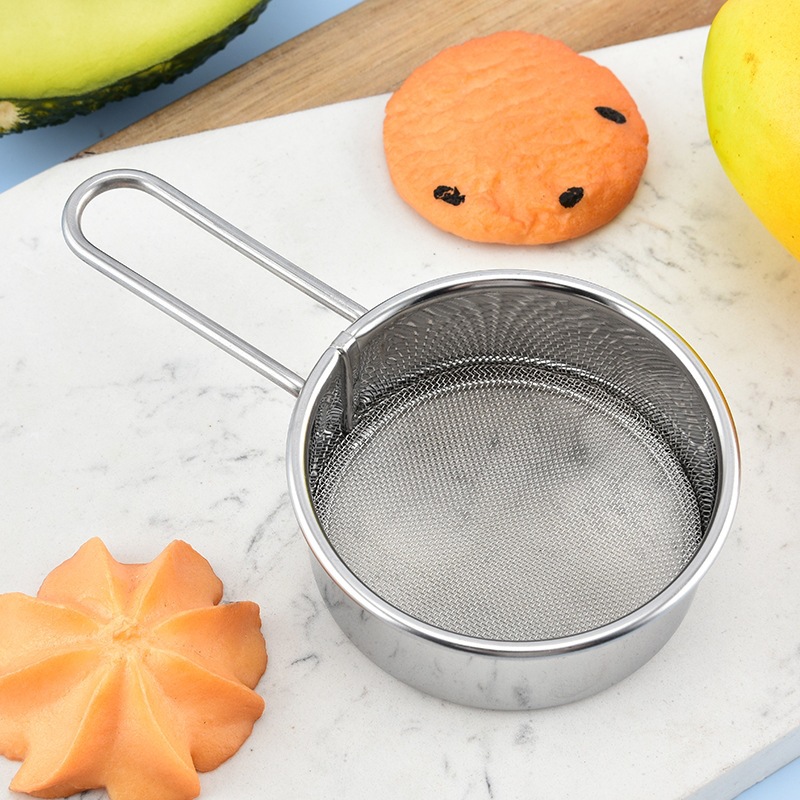 Stainless Steel Handheld Flour Sifter Cup Style Semi Automatic Baking Tool for Flour Powder Sugar and Sample Sieving - Image 2