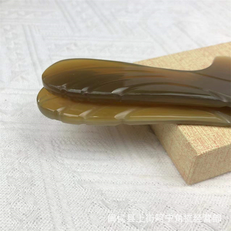 Natural Horn Comb Handle Massage Comb 20cm Smooth Round Teeth Scalp and Body Gua Sha Tool - Image 4