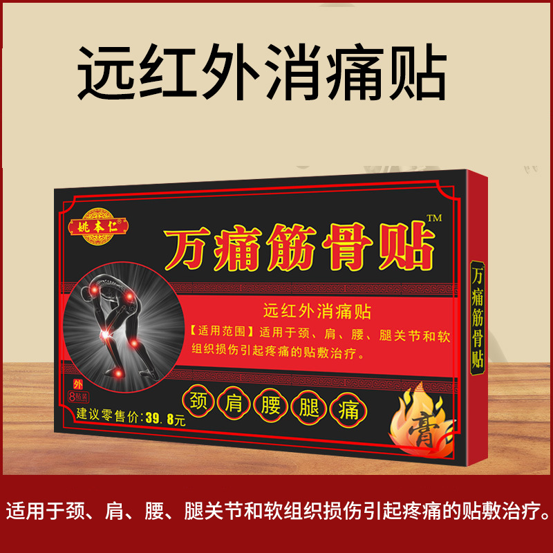 Wan Tong Jin Gu Herbal Pain Relief Patch 7cm x 10cm 8 Patches per Box External Use - Image 2