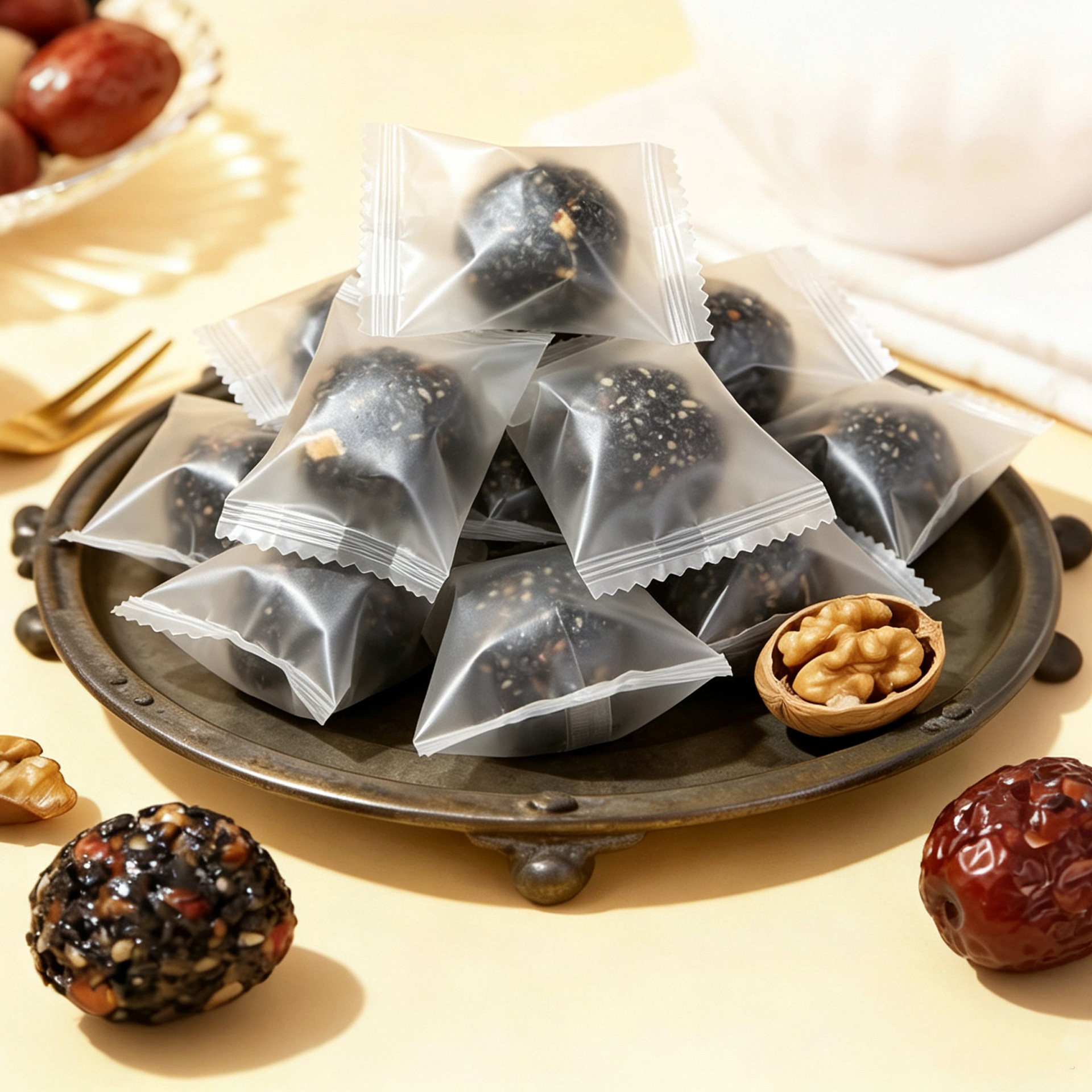 Huang Qi Dang Shen Black Sesame Pills with Red Date and Walnut 72g Traditional Handmade Herbal Snack - Image 4