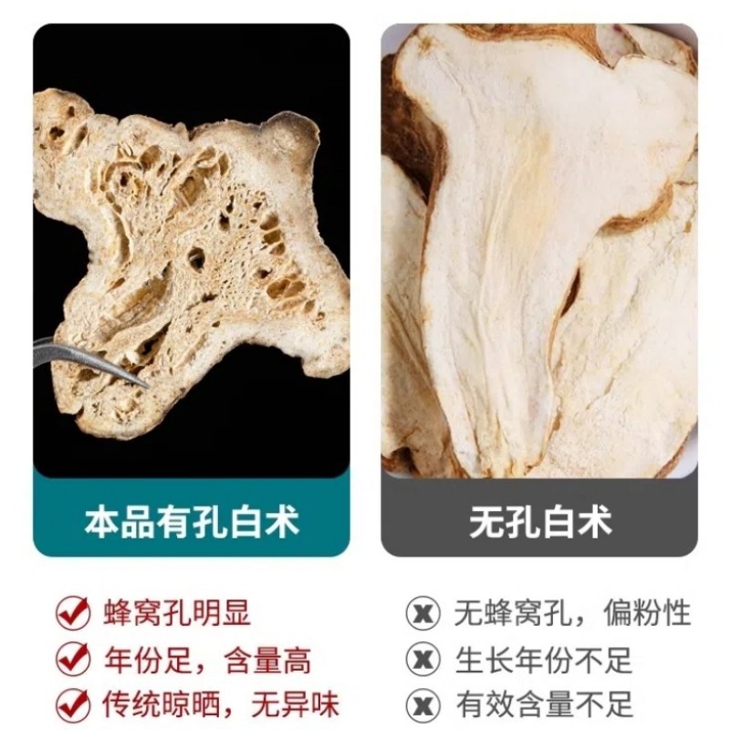 White Atractylodes Rhizome Bai Zhu Sliced Dried Herb 500g for Decoction and Tea - Image 3