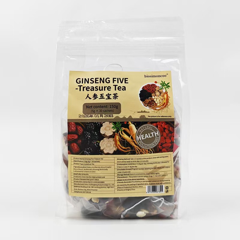 Ginseng Six Treasure Tea Ren Shen Liu Bao Cha 30 Pyramid Tea Bags Daily Herbal Blend 150g - Image 5
