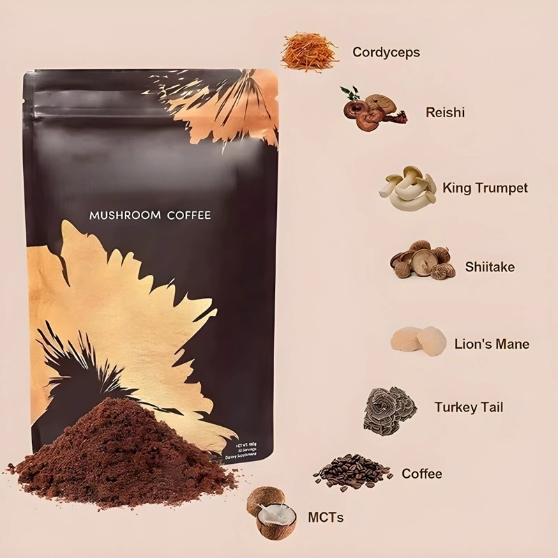 Mushroom Coffee Powder Instant Black Coffee Sugar Free 180g Bag - Image 3