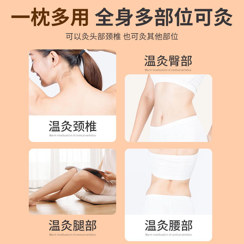 Red Bian Stone Moxibustion Pillow with 54 Moxa Sticks Neck Shoulder Warm Compress Therapy Device - Image 4