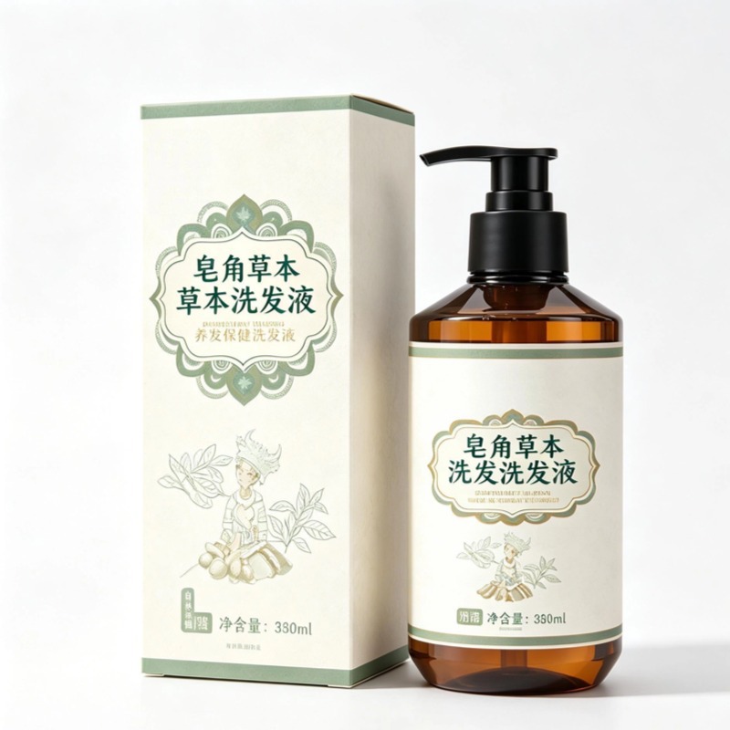 Zao Jiao Herbal Shampoo Liquid Traditional Chinese Hair Wash for Dark Hair Care - Image 5