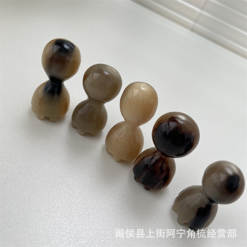 Horn Facial Massage Stick Lotus Pod Shape Hand Carved Guasha Tool for Face and Head - Image 4