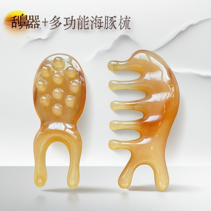 Gua Sha Facial Massage Tool Set Resin Guasha Board Meridian Comb for Face Scalp Body Care - Image 2