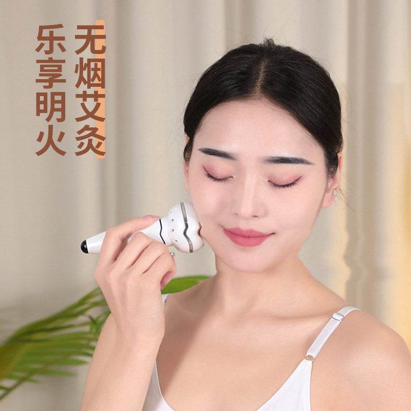 Pure Copper Facial Moxibustion Wand Portable Smokeless Gua Sha Beauty Massage Tool with Anti-Scald Holder - Image 4