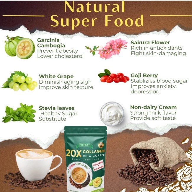 Collagen Chia Coffee Mix 10g Sugar-Free Black Coffee Sachet with Chia Seeds - Image 4