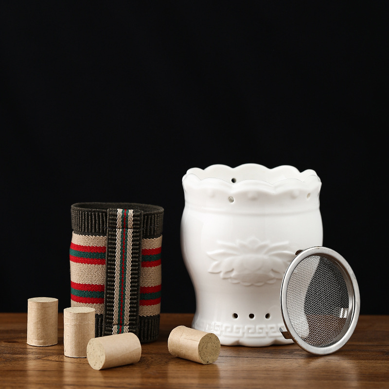 Ceramic Moxibustion Jar Celadon Warming Device with 54 Moxa Cones Essential Oil and Acupoint Chart for Back Massage and Meridian Care - Image 2